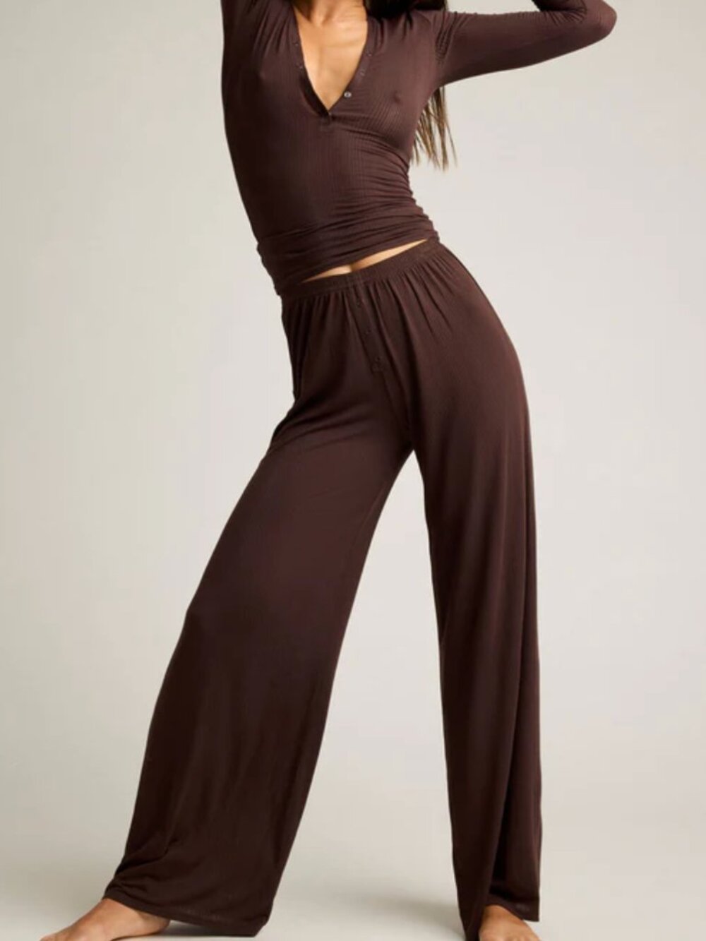 NEGATIVE Underwear Sleepwear PJs pajamas chocolate brown Whipped Henley Espresso